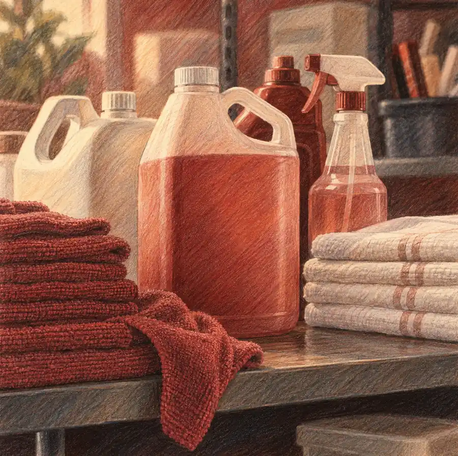 Illustration of cleaning businesses equipment and workspace